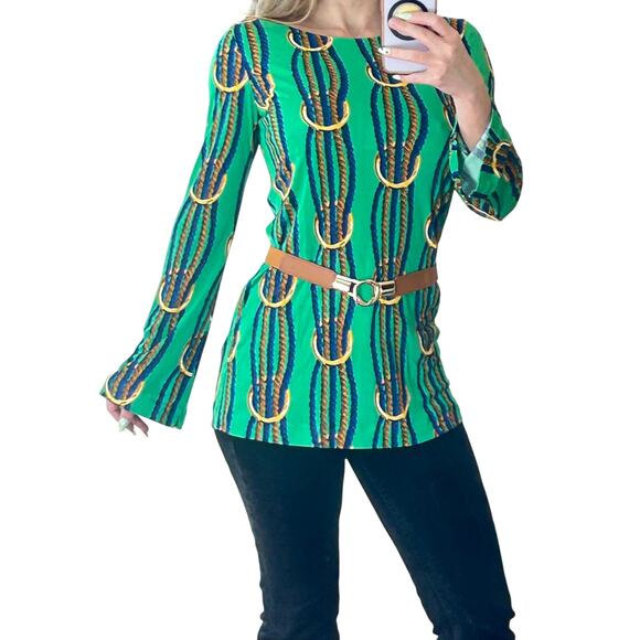 other Tops - NWT JUCCA Green Italian Nautical Rope Bodycon Tunic Top - XS